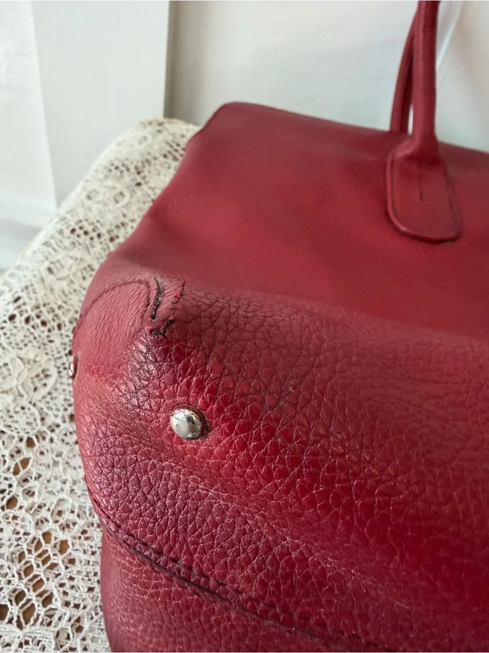 Tod’s Red Pebbled Leather Tote Style Bag